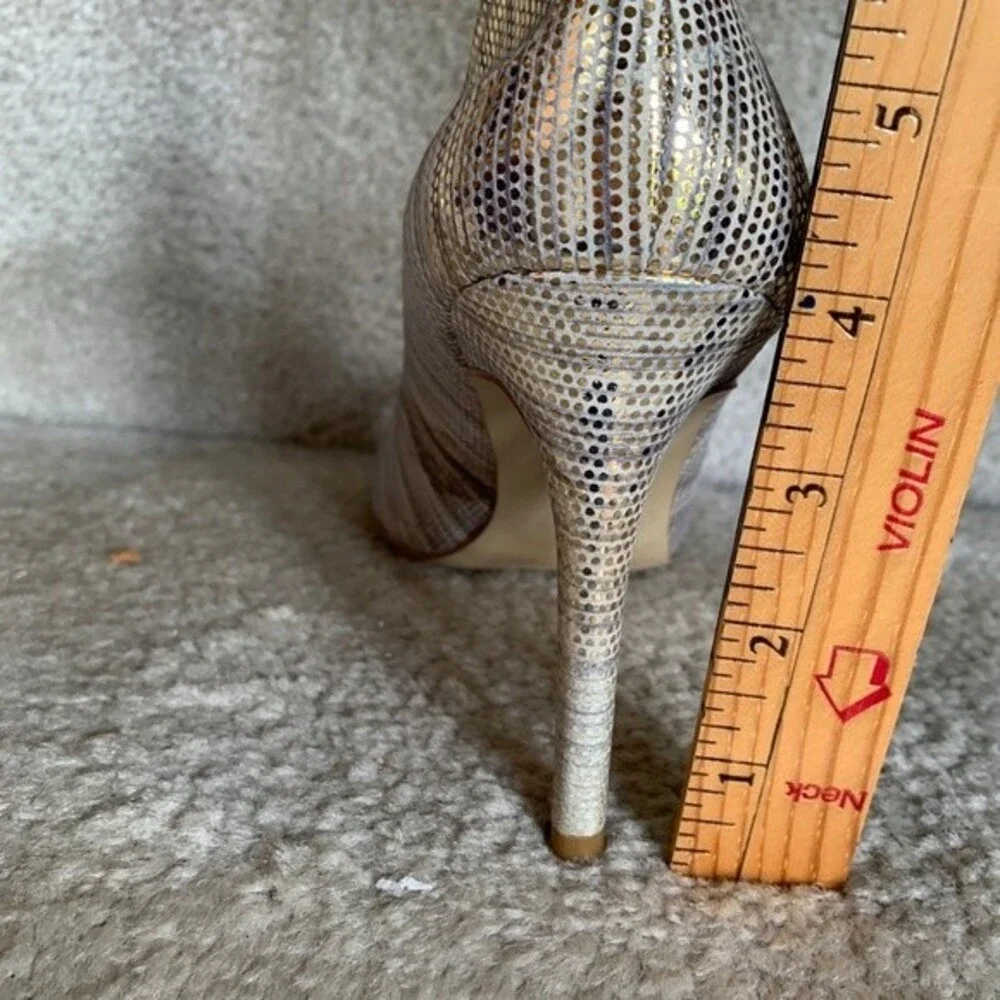 Enzo Angiolini Women's Iridescent Light Gold Peep Toe Platform Heels Size 8.5N